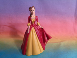 Disney Beauty &amp; The Beast Belle Wine Red / Gold Dress PVC Figure Cake To... - $1.52