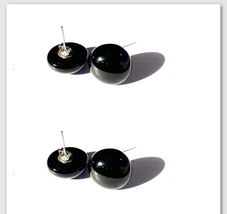 2 Pairs black Glass Button Pierced Earrings With Posts - £29.75 GBP