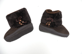 Brown Faux Fur Winter Ankle Kids Boots Sz 27 UK 9 - £7.38 GBP