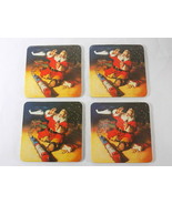 4 VINTAGE COCA COLA CORK COASTERS CHRISTMAS SANTA CLAUS PLAYING WITH TRAIN - £2.70 GBP
