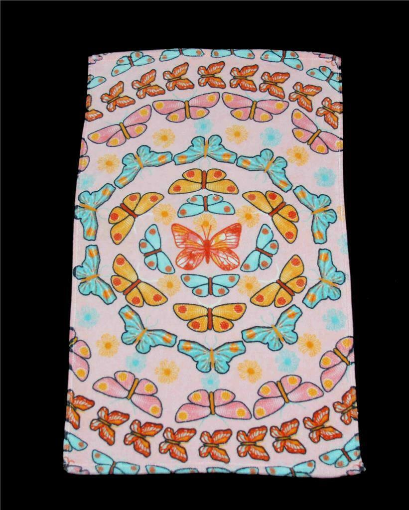 Sugar Studio Pale Coral Pink Colorful Butterflies Decorative Velour HAND... - $14.99