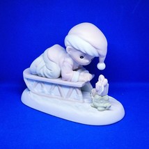 Precious Moments Porcelain Figurine Bringing You A Merry Christmas 1993 527599 - $20.57