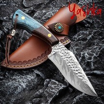 Viking Hunting Knife Flamed Pattern Hammered Forged Fixed Blade Outdoor ... - £27.83 GBP