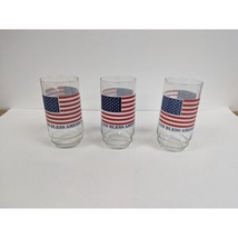 Vintage Set 3 American Flag God Bless America Tumblers Drinking Glasses - £20.27 GBP