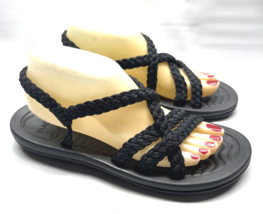 MEGNYA Women Size 10.5 M Braided Sandals Summer Beach Pool Strap Black Wet Shoes - $20.31