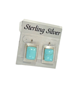 Solid 925 Sterling Silver Genuine Turquoise Drop Earrings Large French W... - £16.93 GBP