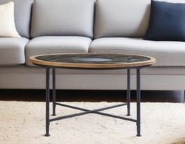 33&quot; Floral Design Glass Top Round Coffee Table - $7,248.20 MXN