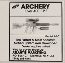 1989 Print Ad Model A-8C Accurate Archery System 400 FPS Atlantis Montauk,NY - £6.37 GBP