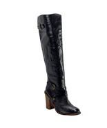 BOUTIQUE 9 Women&#39;s Charissa Black Crinkle Leather Over Knee Boots Size 8.5M - $89.99
