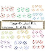 Flower Gift Tags Digital Kit 1-Digtial Paper-... - $5.00