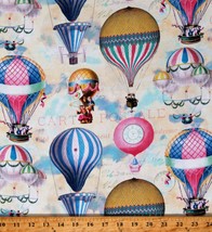 Cotton Hot Air Balloons and Text Admit One Cream Fabric Print by Yard D687.78 - £28.76 GBP