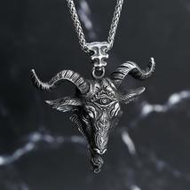 Gothic Lucifer Satan Bullhead Pendant Necklace - £8.99 GBP+