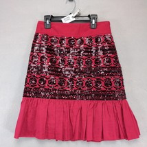 Anthropologie Moulinette Soeurs Suelta Skirt Red Cotton Black Sequin Kne... - €25,68 EUR
