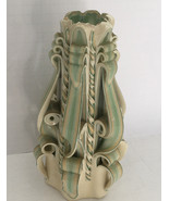 Dipped cut away hand carved swirl pattern pillar style VTG candle - $19.75