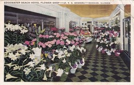 Edgewater Beach Hotel Flower Shop Chicago Illinois IL 1945 Postcard Girard A09 - £2.23 GBP