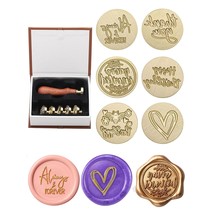 Wax Seal Stamp Gift Box Kit, 6 Pieces Blessing Sealing Wax Stamp Heads W... - £31.45 GBP