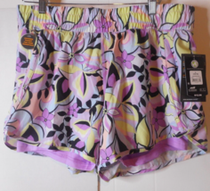 Avia Running Shorts Womens L (12-14) Purple Floral Lined Moisture Wicking Pocket - £8.11 GBP