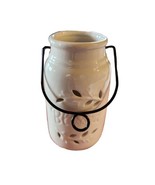 Ceramic Canning Jar Lantern Hanging White Blessed Tea Light Black Wire B... - £8.69 GBP