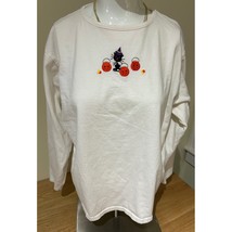 Vintage Endless Designs Halloween Cat Pumpkin Embroidered Long Sleeve To... - $170.13 MXN