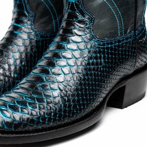 KANSAS Genuine Snake Skin Cowboy Boot from the Western Collection Black Blue image 4