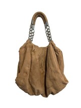 Michael MICHAEL KORS Tan Textured Leather Hobo Bag Purse Chain Strap - £33.97 GBP