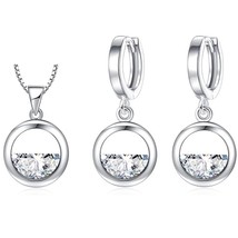 XIYASilver Color  Simple Hollow Round Shine Crystal Cubic Zirconia Jewelry Sets  - $21.35