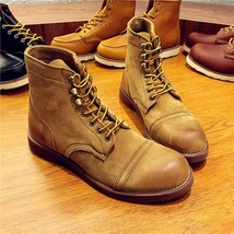 New Autumn Vintage Fashion Men Boots Handmade Wings Genuine Leather Business Ank - £167.38 GBP