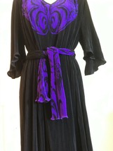 VIRGINIE PARIS Vintage Tiered Pleated Dress Bell Sleeve with scarf Belt ... - £98.92 GBP