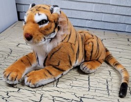 Vtg Kelly Toy Tiger Cat Large Plush Stuffed Animal Kitty Orange Black White - £27.05 GBP