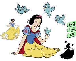 Birds White Snow Svg Png, Disney White Snow Princess Svg Png  - $1.59