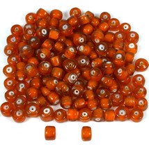50g Orange Lampwork White Heart Glass Beads Approx 139 - £5.46 GBP