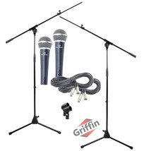 GRIFFIN Microphone Boom Stand, Cardioid Dynamic Mic, XLR Cable, &amp; Clip (Pack of  - £49.33 GBP