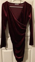Myone Burgundy Velvet Wrap Cocktail Dress, Size L, NWOT - £15.39 GBP