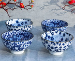 Made In Japan Blue White Floral Rice Soup Cereal Porcelain Bowls 12oz Se... - $36.99