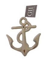 Gallarie II Rusty Off White Anchor Nautical Cast Iron Wall Coat Towel Hook - £12.57 GBP