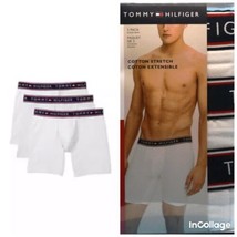 Tommy Hilfiger  Men&#39;s 3 pack White Logo Underwear Boxer Briefs Cotton Si... - $34.53