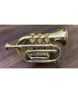 Polished Brass Bugle Instrument Pocket Trumpet With 3 Valve Vintage Flug... - $99.16