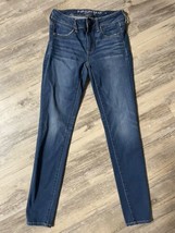 American Eagle Jeans Super Stretch X Jegging Distressed Denim Womens Size 4 - $14.49