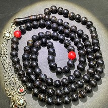 Antique yemeni 99 beads natural necklace Black Coral Prayer beads Yusr ي... - £115.98 GBP