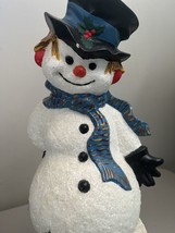 Retro Ceramic Snowman Music Box(See Thru)FujiJapan-Hand Painted-Frosted-13” Tall - £76.56 GBP