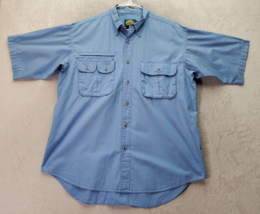 Cabela&#39;s Shirt Mens Large Blue Vented Cotton Short Sleeve Collared Butto... - $23.08