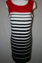 Voir Voir Women&#39;s Striped Dress Red Black White Business Work Office Siz... - £39.33 GBP