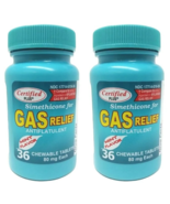 2-PK Simethicone Gas Relief Chewable Tablets 80mg Anti-Gas Bloating 36CT... - $219.02 MXN