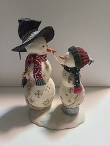 Birch Hearts Snowman Figurine Kissing Building Friendships Couple Romantic - $28.04