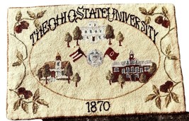 Vintage Wool Ohio State University Needlepoint Rug Wall Tapestry 34x22 Rare - £64.88 GBP