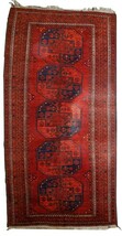 Handmade vintage Afghan Ersari rug 3.7&#39; x 7.5&#39; (114cm x 229cm) 1950s - 1... - $8,691.05 MXN