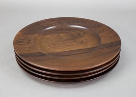 Saap Denmark Carved Rosewood 11&quot; Charger Plates Danish Mid Century Set Of 4 - £457.83 GBP