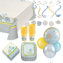 Little Peanut Yellow and Blue Elephant Party Paper Dessert Plates, Napkins, Cups - £20.71 GBP