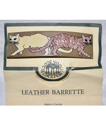 VINTAGE ARTISAN MADE LEATHER “TWO CATS” HAIR BARRETTE- BY BRADDED OF NOV... - $93.69 MXN