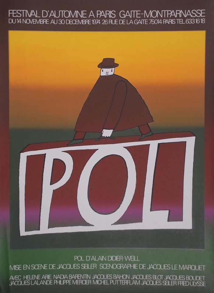 Jean-Michel FOLON Vintage serigraphy POL Festival d&#39;Automne Paris 1974 - $326.90